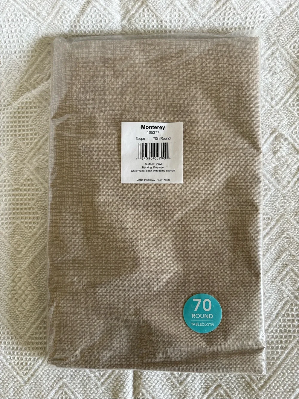 Monterey Taupe Round Tablecloth - 70